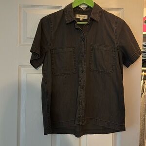 Madewell black faded chambray shirt with short sleeves